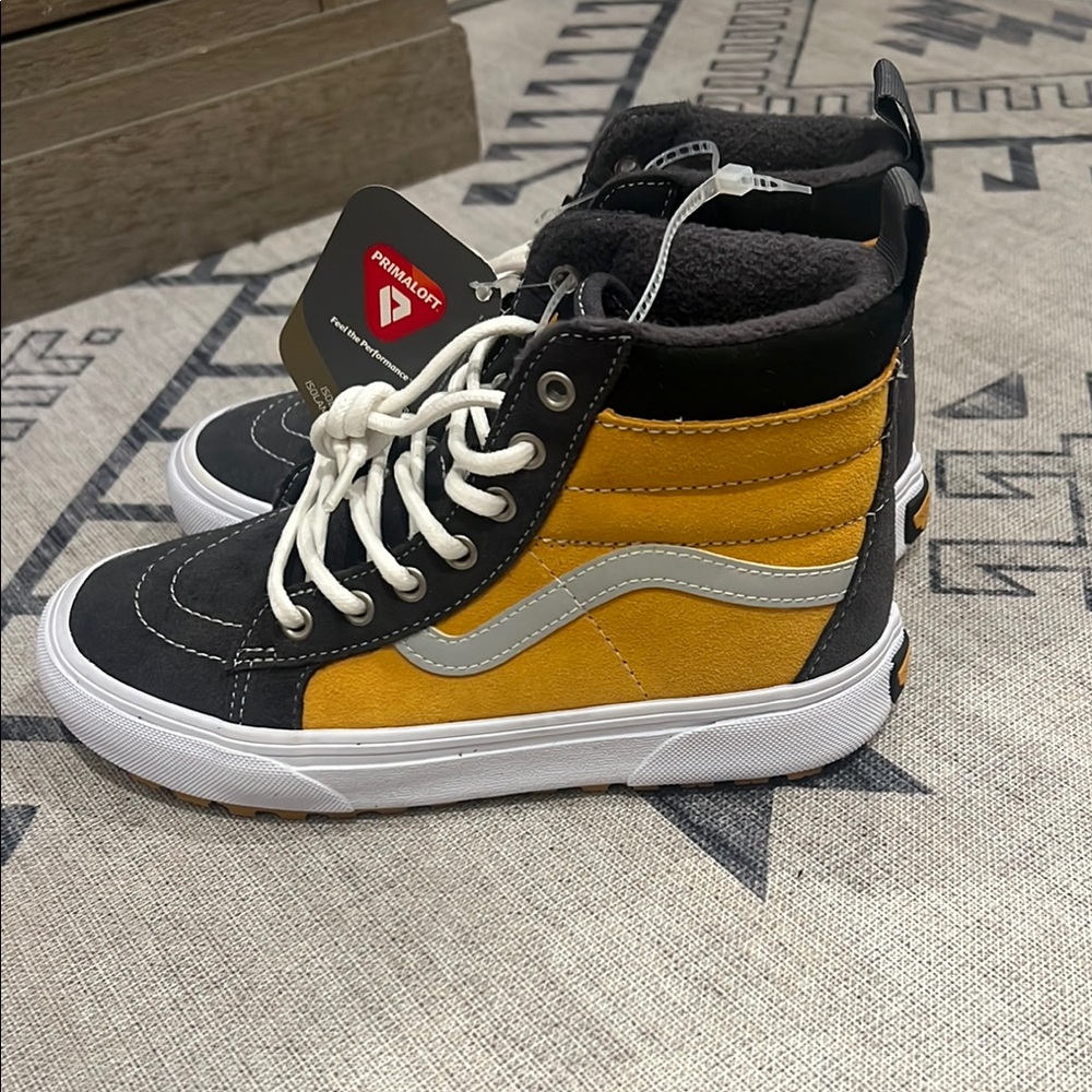 Vans Black and Yellow Sk8-Hi Sneakers with Classic Design